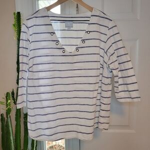 Sunday Linen Blend‎ Lightweight Spring Shortsleeve Blouse, Size 2X